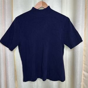 Pendleton Merino Wool purple short sleeve mock turtleneck top size large